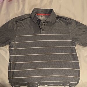 LG Under Armour Charcoal and White Striped Heat Gear Polo Shirt